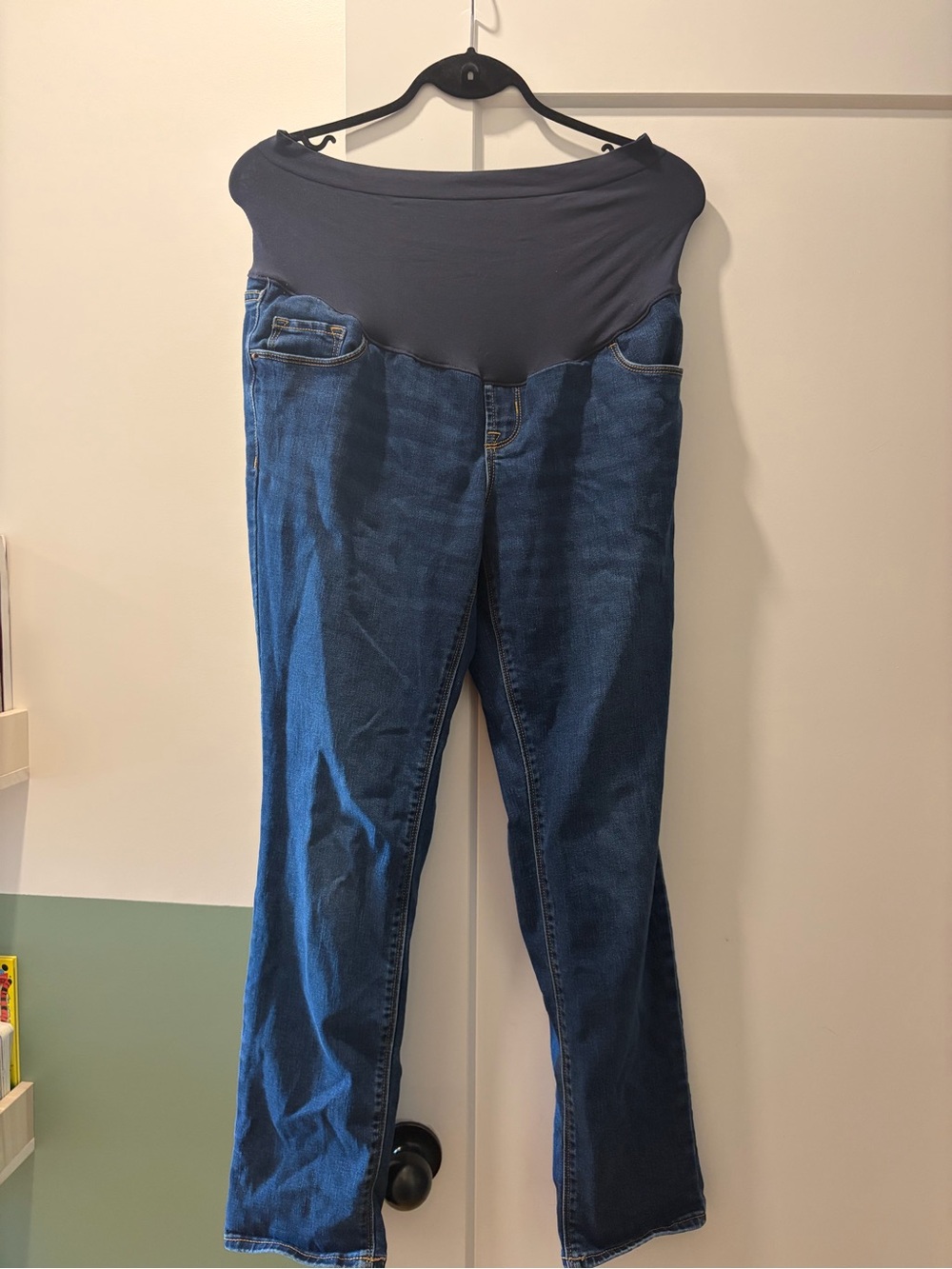 Maternity Blue Denim Jeans with Stretch full panel Waistband